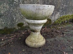 Mid- Century Modern Two- Piece French Concrete Hourglass Style Planter on Stand - Thumbnail 2