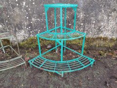 Three French Mid Century Corner Quarter Moon Iron Plant Pot Shelves or Stands - Thumbnail 5