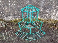 Three French Mid Century Corner Quarter Moon Iron Plant Pot Shelves or Stands - Thumbnail 6