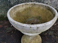 Mid- Century Modern Two- Piece French Concrete Hourglass Style Planter on Stand - Thumbnail 7
