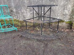 Three French Mid Century Corner Quarter Moon Iron Plant Pot Shelves or Stands - Thumbnail 8