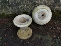 Mid- Century Modern Two- Piece French Concrete Hourglass Style Planter on Stand - Thumbnail 9