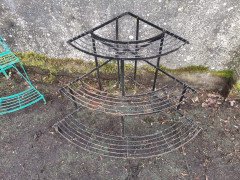 Three French Mid Century Corner Quarter Moon Iron Plant Pot Shelves or Stands - Thumbnail 9