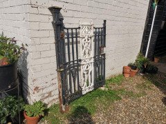 Arts & Crafts Cast Iron Gate with Its Original Side Post All with Floral Details - Thumbnail 2