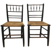 Phillip Webb for William Morris, An Original Pair of Sussex Ebonised Side Chairs - Thumbnail 1
