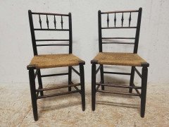 Phillip Webb for William Morris, An Original Pair of Sussex Ebonised Side Chairs - Thumbnail 2