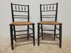Phillip Webb for William Morris, An Original Pair of Sussex Ebonised Side Chairs - Thumbnail 3