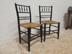 Phillip Webb for William Morris, An Original Pair of Sussex Ebonised Side Chairs - Thumbnail 4