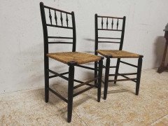 Phillip Webb for William Morris, An Original Pair of Sussex Ebonised Side Chairs - Thumbnail 5