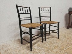 Phillip Webb for William Morris, An Original Pair of Sussex Ebonised Side Chairs - Thumbnail 6