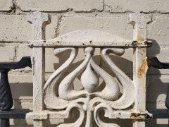 Arts & Crafts Cast Iron Gate with Its Original Side Post All with Floral Details - Thumbnail 7