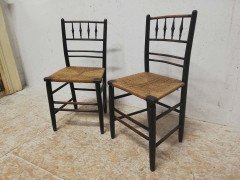 Phillip Webb for William Morris, An Original Pair of Sussex Ebonised Side Chairs - Thumbnail 7