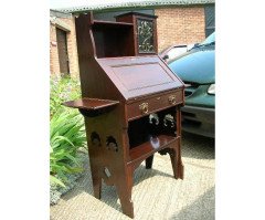 Shapland and Petter Arts and Crafts Fold Down Desk with a Stylised Copper Panel - Thumbnail 5