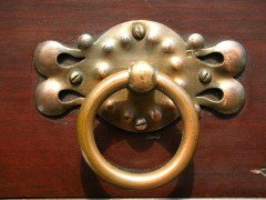 Shapland and Petter Arts and Crafts Fold Down Desk with a Stylised Copper Panel - Thumbnail 8
