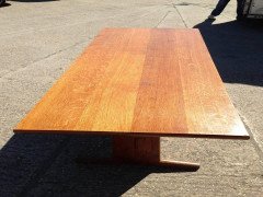 Peter Waals, Arts & Crafts Figured Oak Refectory Table with Exaggerated Feet - Thumbnail 4