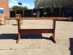 Peter Waals, Arts & Crafts Figured Oak Refectory Table with Exaggerated Feet - Thumbnail 9