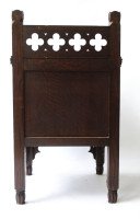 Bruce Talbert Gothic Revival Oak Night Table With Carved Linen Fold Carvings. - Thumbnail 3