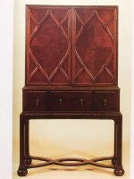 Charles Spooner Arts & Crafts Oak Secretaire Cabinet with Serpentine Stretchers - Thumbnail 2