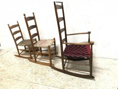 Three American Maple Shaker Ladder Back Rocking Chairs from Mt Lebanon New York. - Thumbnail 4