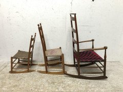 Three American Maple Shaker Ladder Back Rocking Chairs from Mt Lebanon New York. - Thumbnail 5