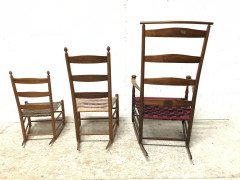 Three American Maple Shaker Ladder Back Rocking Chairs from Mt Lebanon New York. - Thumbnail 6