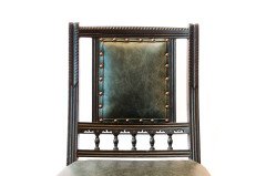 Bruce Talbert. Gillows, Four Aesthetic Movement Ebonised & Leather Dining Chairs - Thumbnail 3