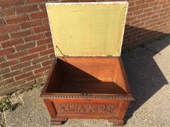 Arts and Crafts Ottoman with All Round Carved Floral Details and Storage Inside - Thumbnail 5