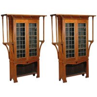Near Pair of Oak Arts & Crafts Bookcases by Liberty and Co. - Thumbnail 1