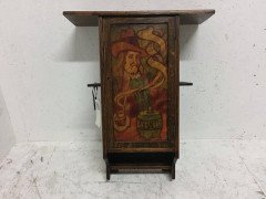 Liberty & Co. an Oak Smokers Wall Cabinet with a Gentleman Smoking a Pipe - Thumbnail 4