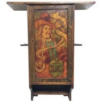 Liberty & Co. an Oak Smokers Wall Cabinet with a Gentleman Smoking a Pipe - Thumbnail 6