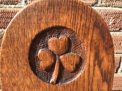 Arts & Crafts Style Settee with Clover Leaf Carvings and Pegged Construction - Thumbnail 2