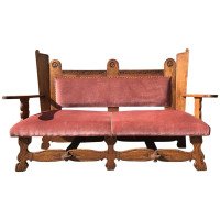 Arts & Crafts Style Settee with Clover Leaf Carvings and Pegged Construction - Thumbnail 8