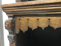 Pugin Style Large Gothic Revival Oak & Burr Oak Bookcase with Corinthian Columns - Thumbnail 9