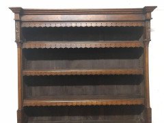 Pugin Style Large Gothic Revival Oak & Burr Oak Bookcase with Corinthian Columns - Thumbnail 3