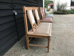 Six Arts & Crafts Matching Oak Cafe Settles or Loveseats with Shaped Back Rests - Thumbnail 4