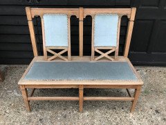 Six Arts & Crafts Matching Oak Cafe Settles or Loveseats with Shaped Back Rests - Thumbnail 7