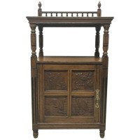 Charles Bevan for Gillow and Co. – Aesthetic Oak Cabinet with Birds and Fish