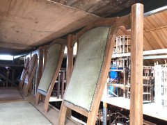 Six Arts & Crafts Matching Oak Cafe Settles or Loveseats with Shaped Back Rests - Thumbnail 12