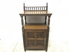 Charles Bevan, Gillows & Co. an Aesthetic Oak Cabinet with Carved Birds & Fish - Thumbnail 2