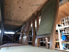 Six Arts & Crafts Matching Oak Cafe Settles or Loveseats with Shaped Back Rests - Thumbnail 13