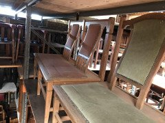 Six Arts & Crafts Matching Oak Cafe Settles or Loveseats with Shaped Back Rests - Thumbnail 14