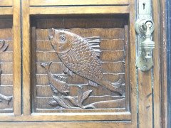 Charles Bevan for Gillow and Co. – Aesthetic Oak Cabinet with Birds and Fish - Thumbnail 12