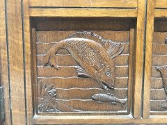 Charles Bevan for Gillow and Co. – Aesthetic Oak Cabinet with Birds and Fish - Thumbnail 13