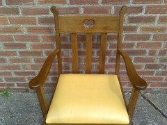 Pair Oak Armchairs, in the Style of Liberty & Co with Heart Cut- Out to the Backs - Thumbnail 8