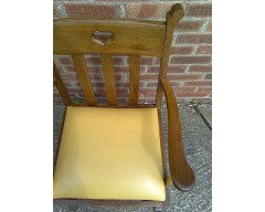 Pair Oak Armchairs, in the Style of Liberty & Co with Heart Cut- Out to the Backs - Thumbnail 9