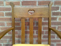 Pair Oak Armchairs, in the Style of Liberty & Co with Heart Cut- Out to the Backs - Thumbnail 10