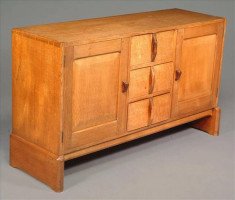 Cotswolds School Arts & Crafts Oak Dining Suite, Sideboard, 6 Armchairs, & Table - Thumbnail 4