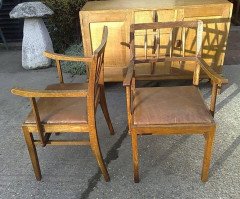 Cotswolds School Arts & Crafts Oak Dining Suite, Sideboard, 6 Armchairs, & Table - Thumbnail 8