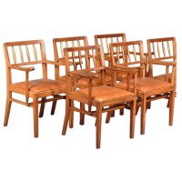 Cotswolds School Arts & Crafts Oak Dining Suite, Sideboard, 6 Armchairs, & Table - Thumbnail 10