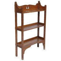 Small Arts & Crafts Oak Bookcase with Stylized Cut-Out to the Top - Thumbnail 1